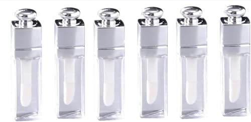 6 Pcs Clear Empty Lip Gloss Tubes Containers Clear Refillable Lip Balm Bottles Transparent Mini Lipstick Containers for DIY Makeup Lip Glosses Lips (3ml)