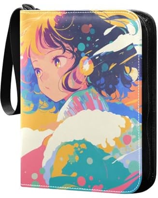 photo album photo card album, with double sided removable sleeves for game, baseball cards collection Comic Illustration Beauty Orange