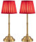 VISDANFO Lot de 2 lampes de table LED sans fil - Intensité variable - Vintage - Batterie - 4000 mAh - Convient pour l'intérieur, l'extérieur, le bar, le salon (abat-jour doré + abat-jour rouge)