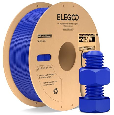 ELEGOO ABS Filament 1,75 mm Blau 1KG, 3D Drcuker Filament | Hohe Zähigkeit und Schlagfestigkeit, Hitze- und Wasserbeständig, Technisches Material für FDM 3D-Drucker, 1kg Spule