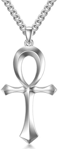 PDTJMTG Ägyptischer Ankh Kreuz Halskette 925 Silber, Ägyptisches Ankh Kreuz Anhänger Collliers Für Männer, Geschenkidee Für Vater, Sohn - Halsketten Edelmetall Accessoires