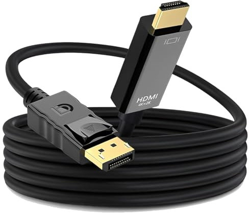 4K DisplayPort to HDMI 1.8M Cable, UHD 2K@120Hz,4K@30 Gold-Plated Unidirectional DP(Male) to HDMI(Male) Lead for Monitors/Projector/HDTV,Lenovo, HP, ASUS, Dell and Other Brand