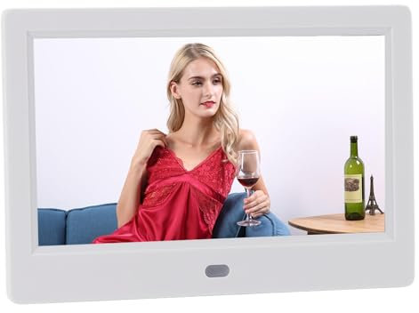 7 Zoll Digitales Bildrahmen, Smart Digital Photo Frame 1920x1080 Bildschirm, Foto Video Loop Wiedergabe, Eingebauter Lautsprecher, Desktop oder Wandmontage mit Fernbedienung (EU)