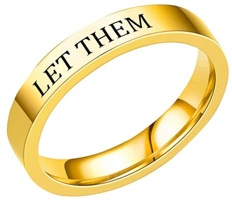 Generisch Ring GrößEnverstellbar Inspirierender Ring mit Gravur, Ermutigungsgeschenk Edelstahl Ringe Damen (Gold, E)
