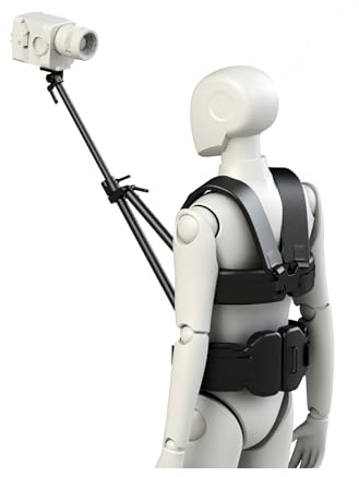 Hongtoo DSLR Camera Vest Rig Support, Black, Aluminum, Chest Mount Stabilizer System with Shoulder Strap, 2kg Load Capacity, Front and Rear Shooting First Perspective Shooting