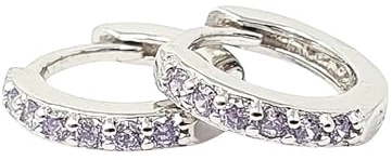 Alexandrite June Birthstone Small Silver Huggie Hoops