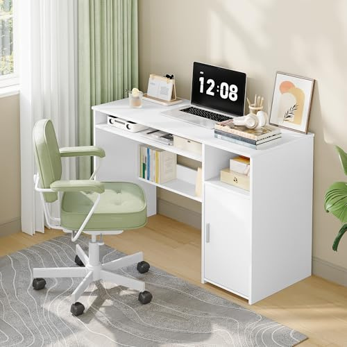 Hzuaneri Schreibtisch 108 x 50 cm Desk 1 Tür Weiß | Minimalistisch, 1 Tür, stabil. Für Büro,Arbeitszimmer,Schlafzimmer. 108x50cm, Weiß. Ref. CD10103X.