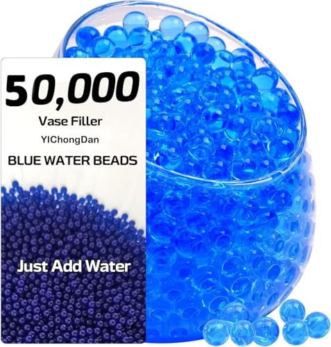 YIChongDan 50,000 Pcs Blue Water Beads, Water Gel Jelly Beads for Vases Filler, Vase Fillers for Floating Pearls, Wedding Centerpiece, Christmas,Floating Candles, Planting, Floral Decoration