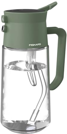 Fiskars Urban Plant Care Regadera pulverizadora de Cristal, 0,5 l | Pulverización fina y caño Verter preciso, altura 20,9 cm, vidrio, verde oliva, 1080774