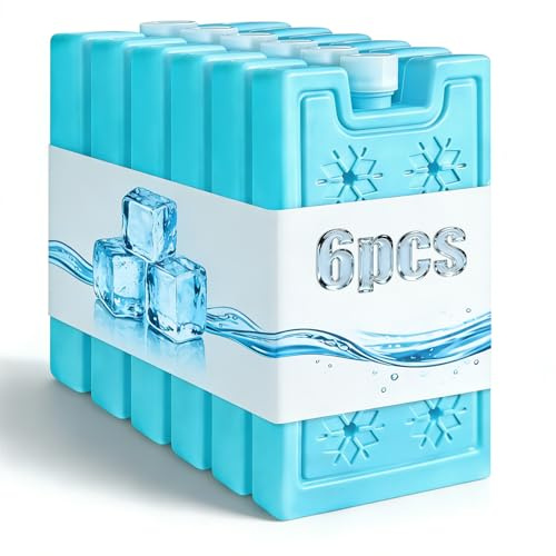 6pcs Kühlakkus für Kühlta,260ml Kühlakkus für Kühltasche,Ultra-Dünn und Kühlung,Wiederverwendbare Kühlakku, Ideal für Camping und Reisen Lebensmittel Frisch zu Halten