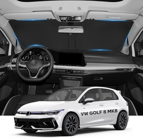 WEIPIN Protector Solar para Coche Compatible con VW Golf 8 MK8 2020-2025 2026 Protectores solares Cubiertas Parabrisas Sombrilla Protección UV, Accesorios para VW Golf 8