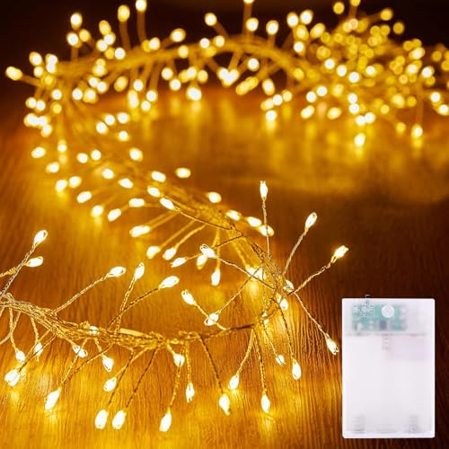 Mavouri Feuerwerk Lichterkette mit Timer, 3M 100 LED Kupferdraht Feuerwerkslichterkette mit Timer, Feuerwerk Lichterkette Batterie für Schlafzimmer, Silvester, Weihnachten, Halloween, Hochzeit