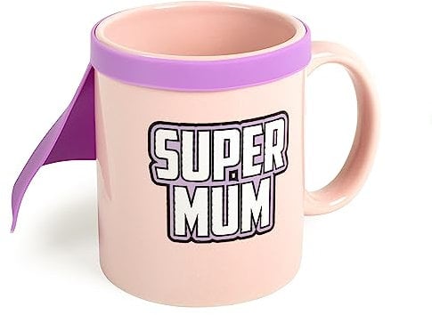 Thumbs Up Super Mum Mug with Cape, Coffee Mummy Mug for Breakfast, Mum Presents, Mum Birthday Presents, Mum Cup, Mum Gifts, Mum Birthday Gifts, Gifts for Women/Mum Pink
