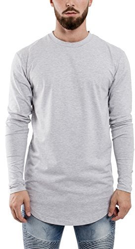 Blackskies Oversize Longsleeve T-Shirt Herren Langarm Longshirt mit Reißverschluss, Aschgrau, M