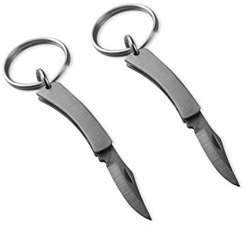 munkees 2 x Mini Messer, Schlüsselanhänger, Mini Taschenmesser, Edelstahl, Silber, Doppelpack, 25259