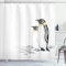 ABAKUHAUS Tier Duschvorhang, Hand gezeichnete Pinguine Art, mit 12 Ringe Set Stielvoll Modern, 175x200 cm, Weiß Gelb Schwarz