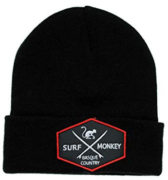 DRESSED IN MUSIC PLAY WITH ME Beanie mit Krempe für Männer/Frauen Surf Monkey® - Einheitsgröße - Original Cuffed Beanie - Wintermütze (Schwarz)