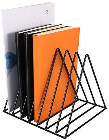 Smandy Desktop Bücherregal kreatives Metall Dreieck Schreibtisch Speicher Organisator CD Halter DVD Halter Medienbox Regal Bücherregal Tisch Organizer(Schwarz)