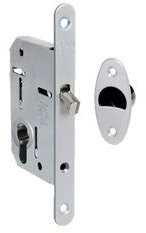 Serratura da incasso AGB SCIVOLA TRE foro yale, finitura cromo satinato con gancio rientrante completa di incontro.Realizzata interamente in acciaio.Frontale da 16 mm.con bordo tondo.Entrata da 50 mm.