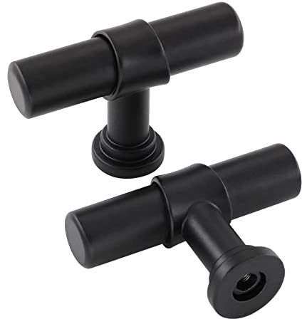 LONTAN 10 Black Cupboard Knobs T-Shaped Black Kitchen Knobs Dresser Drawer Pulls Vintage Wardrobe Bedroom Cabinet Door