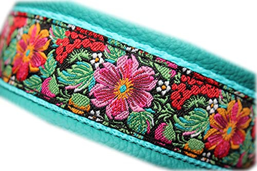 Hundehalsband Leder Blumen Frühling Tropic Zugstopp Martingale Halsband Handmade