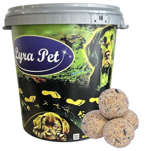 Lyra Pet® | 50 Premium Meisenknödel ohne Netz à 85 g + 30 L Tonne | Energielieferant für Wildvögel | Mineralstoffhaltiges Wildvogelfutter | Kraftspendendes Fettfutter | Ganzjähriges Vogelfutter