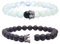 UEUC Paar Distanz Armbänder mit CZ Crown King & Queen Seine Freundschaft Schwarz Matt Achat Stein 8mm