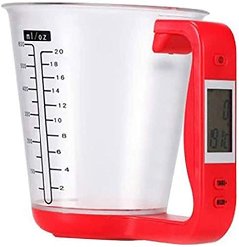 Bilancia da cucina digitale per misurino, bilancia con display LCD di temperatura e peso (rosso)