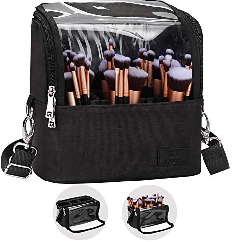 Kosmetiktasche,Relavel Make up Pinsel Tasche, Make up Organizer, Multifunktionaler Kosmetikpinselhalter, Kulturbeutel mit Tragegurt, Wasserdicht, für Damen und Mädchen(L)
