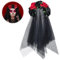 Soekodu Tag der Toten Stirnband, Halloween Gothic Kopfschmuck Rose Blume Blumenkranz Brautschleier Kopfbedeckung Braut Kostüm Zubehör Kostüm Stirnband für Halloween Party Fotografie Requisiten