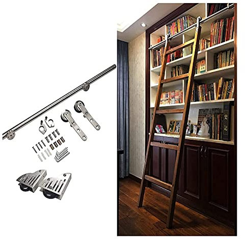 Schiebetür-Türsatz 4FT-20ft, Gleitleiter Komplette Hardware-Walzschiene (Keine Leiter) + Edelstahlbodenwalzen, Für Home/Loft/Bibliothek (Size : 340cm/11.2ft)
