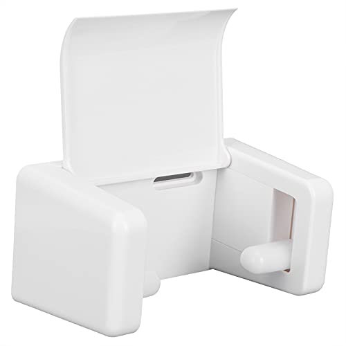 HERCHR Porte-Papier hygiénique en Plastique, Support Mural pour Papier Toilette coloré avec Accessoires, Couvercle pour Salle de Bain, Maison, hôtel(Blanche)