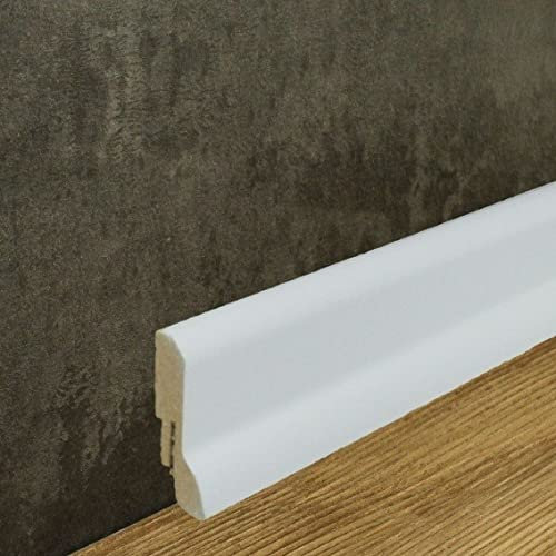 PROVISTON | Sockelleiste | Abgerundetes Profil | 20 x 60 x 2500 mm | MDF foliert | Weiß | annährend RAL 9016 | Moderne Fußleiste | 2.5 Meter