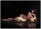 Wallario Vliestapete Fototapete Nackte Frau mit Python-Schlange im Wasser - Wandtapete Größe: 300 x 210 cm