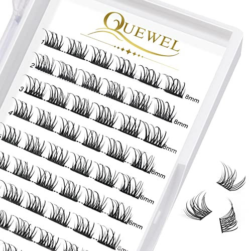 QUEWEL Cils Volume Cluster Cluster Faux-cils Individuels Lashes Naturels Russe Volume Cils Individuel DIY Extensions de Cils (natural-C-8mm)