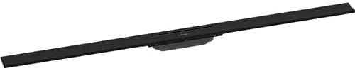 hansgrohe Fertigset Duschrinne RainDrain Flex, Abflussrinne 1200mm, Bodenablauf Dusche Dusche kürzbar, Mattschwarz