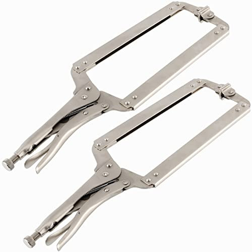 SEHOI 2PCS 18 Inches C-clamp Locking Pliers with Swivel Pads, Locking Clamp Pliers, Welding Clamps for Wood Working and Welding