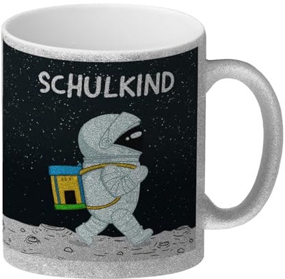 speecheese Schulkind Astronaut Glitzer-Kaffeebecher für die Einschulung