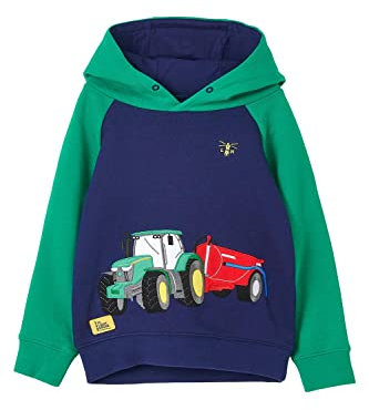LightHouse Boys Jack Hoodie - Kids Warm Tractor Top - Green Tractor Slurry - 7-8 Years