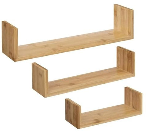 Paris Prix Five Simply Smart - Lot de 3 Étagères Murales Fixy 42cm Bambou
