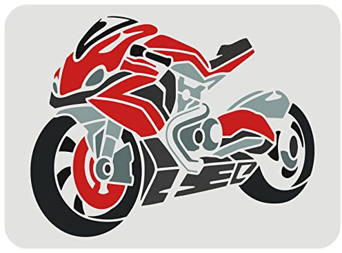 FINGERINSPIRE Motorcycle Pochic pour peinture 29.7x21cm de moto de moto Pochoir mural des véhicules réutilisables Modèle d'artisanat de bricolage pour mur, carreaux, toile, tissu