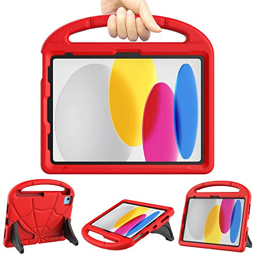 Kids Case for iPad A16 11th Gen 2025/iPad 10th Gen 2022, iPad Air 6/5/4th Gen, TrendGate Shockproof 10.9''/11'' Case with Handle Stand and Pencil Holder for iPad 11/10/Air 6/Air 5/Air 4/Pro 11 - Red