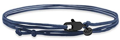 Nato Cuff - Doppelt gewickeltes Nylonarmband - handgefertigt in Frankreich - verstellbar - Herren und Damenschmuck (Blau/Schwarz)