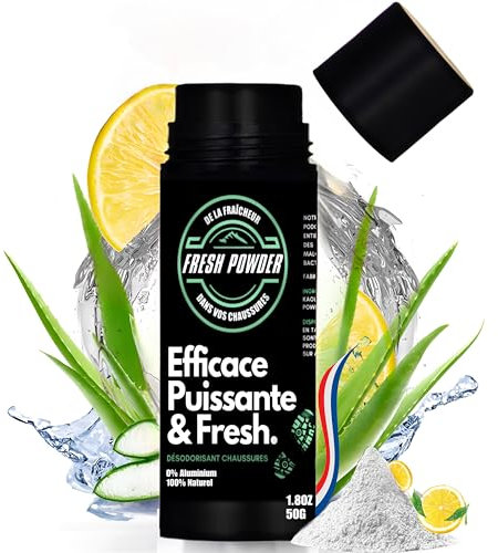 DÉSODORISANT CHAUSSURES (80G) - Citron - déodorant basket élimine les odeurs - Neutralise l'Humidité - Poudre Naturelle - Longue durée d'action - Fabriqué en France par Fresh Powder