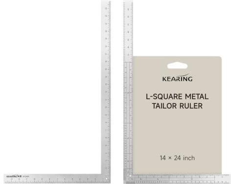 KEARING L-Quadrat-Lineal zum Nähen, 61 x 35,6 cm, verschiedene Form, französische Kurve, Luftfahrt, Aluminium, Modedesigner-Lineal für Musterherstellung