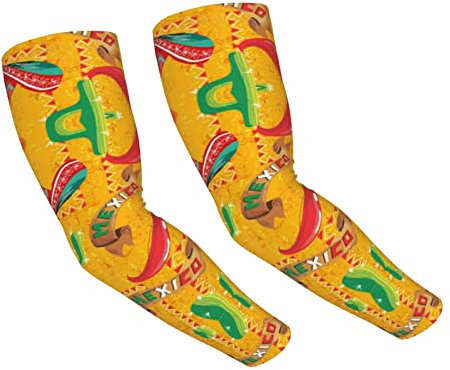 Evealyn Kaktus-Hut und Chili-Pfeffer, bedruckt, Sonnenschutz, Armärmel, kühlende Ärmel, atmungsaktive Kompressionsärmel für Männer und Frauen, Schwarz , One size