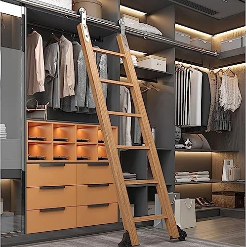 Binario Scorrevole per libreria Scorrevole (Senza Scala) + Binario di Estensione, Kit da 3,3 Piedi a 20 Piedi, Kit Binario Scorrevole per libreria Scorrevole con Tubo Tondo in acci