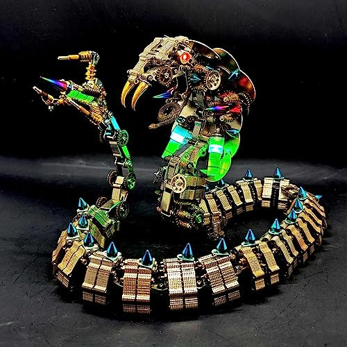 UpGLeuch 3D Metall Puzzle Königskobra Modellbausatz mit Licht,DIY 3D Metall Mechanisches Modell Erwachsener mit Werkzeugsatz,3D Metall Modellbausatz Desktop Spielzeug Geschenke
