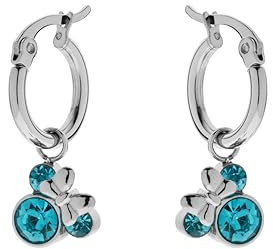 Disney Minnie Creolen für Mädchen, Edelstahl mit Zirkonia, Blau