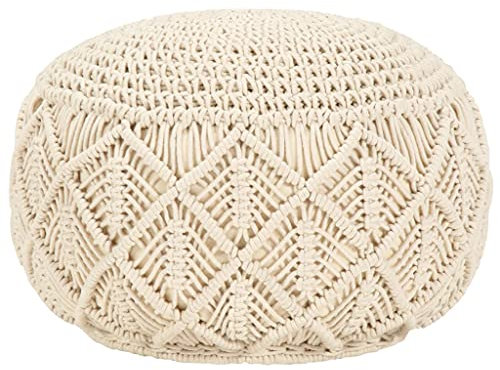 ZEYUAN Makramee Sitzpuff, Pouf, Pouf Sitzkissen, Ottoman Puff, Sitzhocker, Handgefertigt 45 x 30 cm Baumwolle